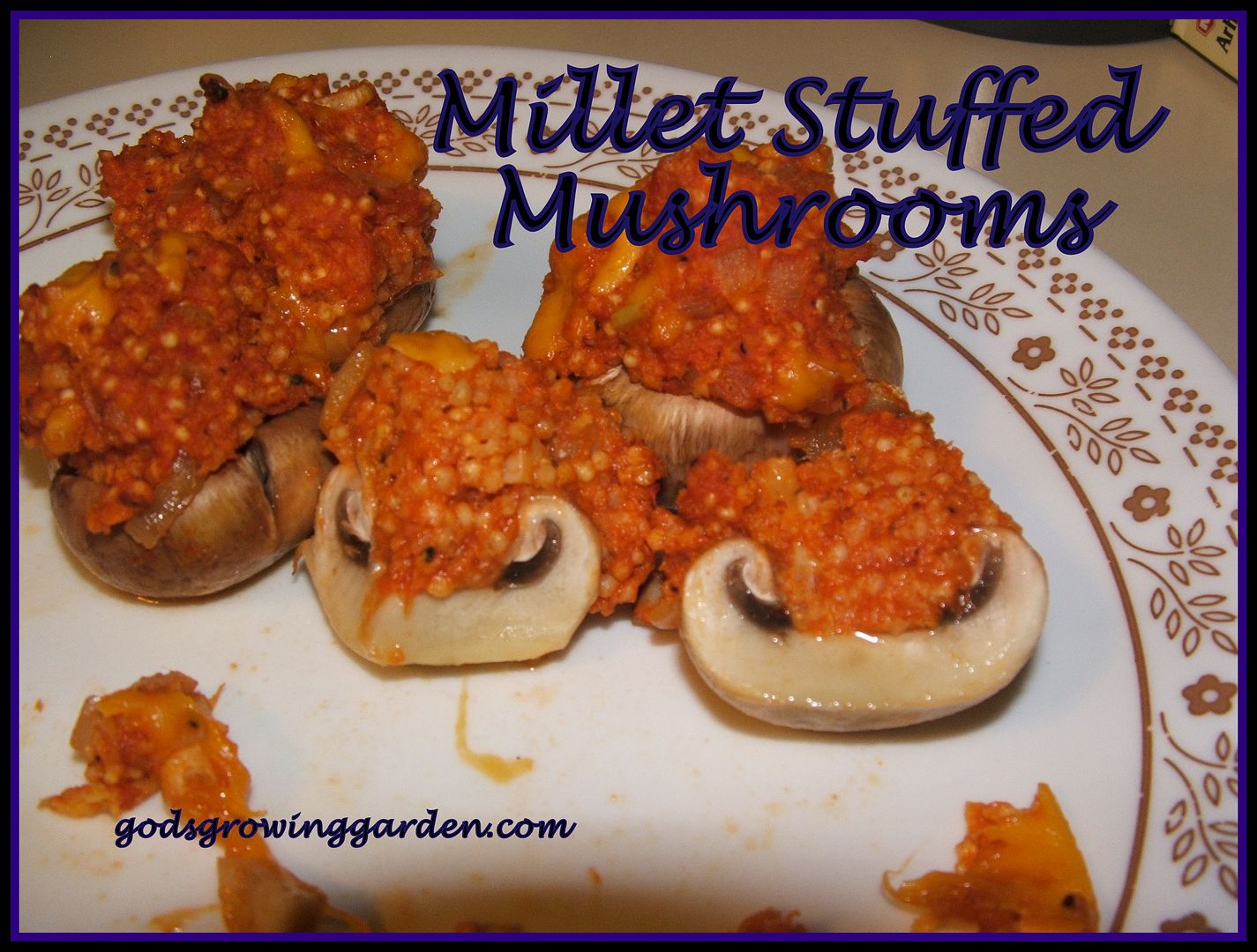 Millet Stuffed Mushrooms, by Angie Ouellette-Tower for godsgrowinggarden.com