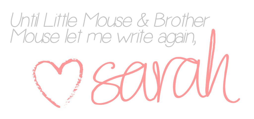 Until Little Mouse and Brother Mouse let me write again, Sarah