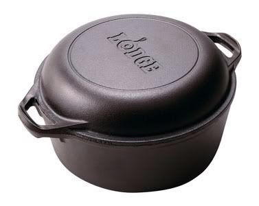 Lodge 7 Quart Cast Iron Dutch Oven w/Wire Bail Handle - 12in