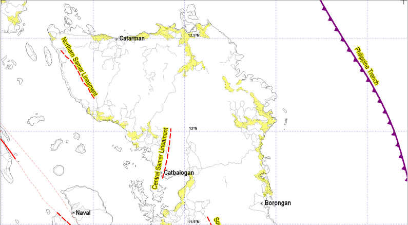 PHIVOLCS Fault Line Map of Samar Island