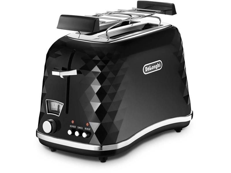 DeLonghi Brillante CTJ 2103.BK Toaster 2 Slice 900W Crumb Tray Defrost