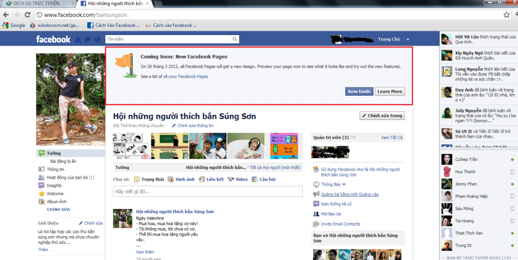 Facebook cập nhật time line cho fan page chính thức vào 30/03/2012