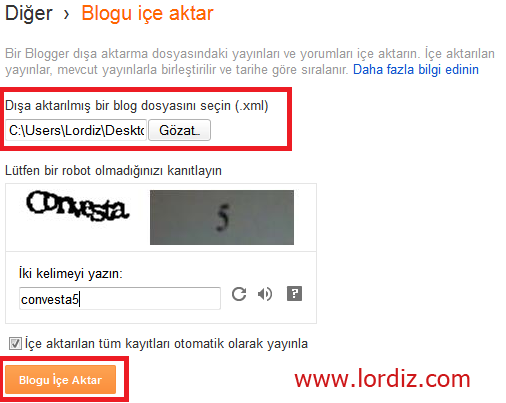 6 1 Wordpress.com Blogunu, Blogspot Bloguna Aktarma