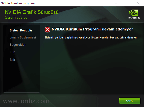 Windows 10, Nvidia Driver Yükleme Sorunu ve Çözümü