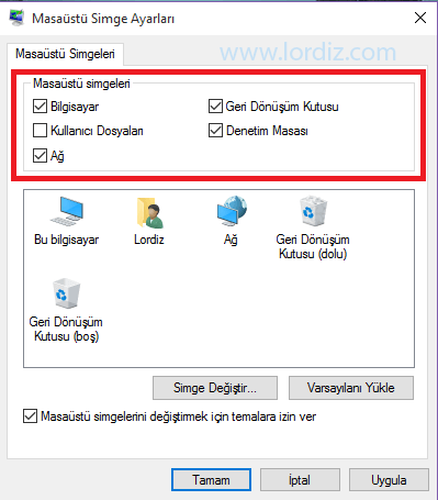 Windows 10'da Bilgisayarım Simgesini Masaüstüne Getirme